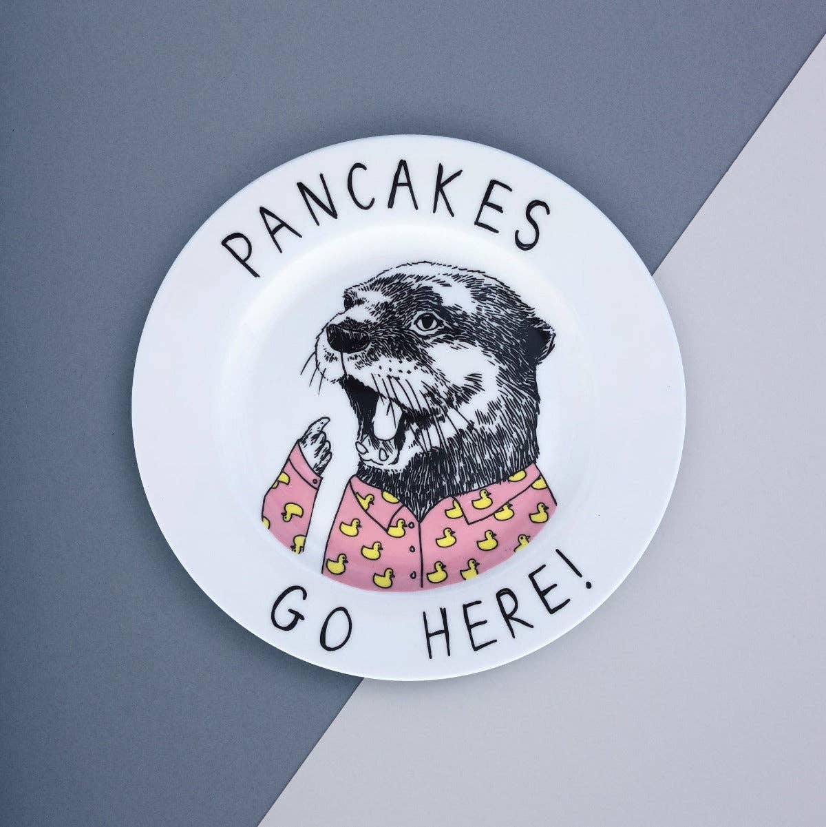 'Pancakes Go Here' tallerken