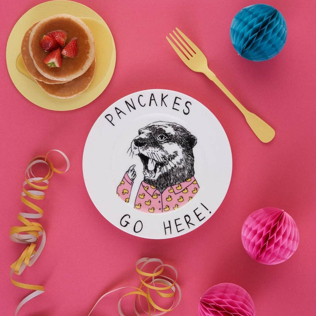 'Pancakes Go Here' tallerken
